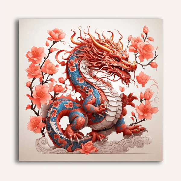 Ilustración Del Dragón Para Año Nuevo Chino 2024 — Foto de Stock