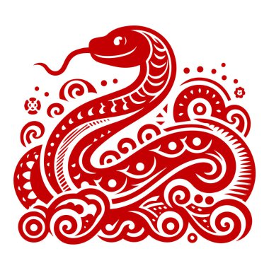 Happy Chinese new year 2025 Zodiac sign, year of the Snake clipart