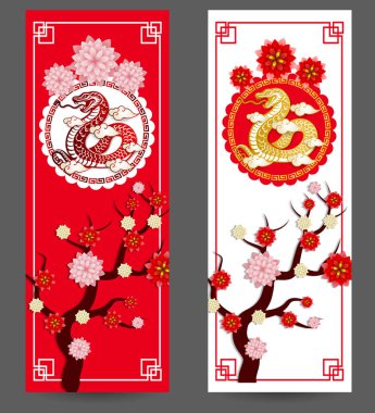 Happy Chinese new year 2025 Zodiac sign, year of the Snake clipart