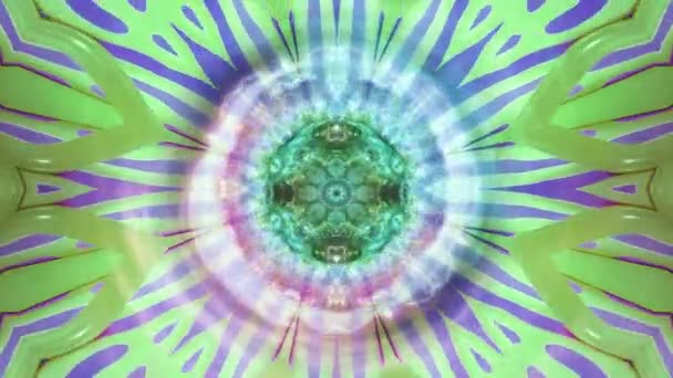 サイケデリック神聖な幾何学無限の万華鏡視覚トンネルシームレス4Kループ酸旅行のための瞑想精神的な目覚め — ストック動画