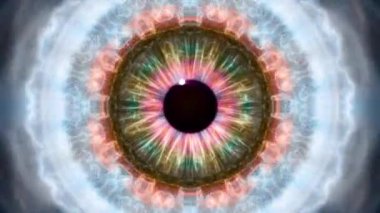 Psikedelik kutsal geometri sonsuz kaleydoskop görsel tünel dikişsiz 4k döngü meditasyon ruhsal uyanış için asit yolculuğu