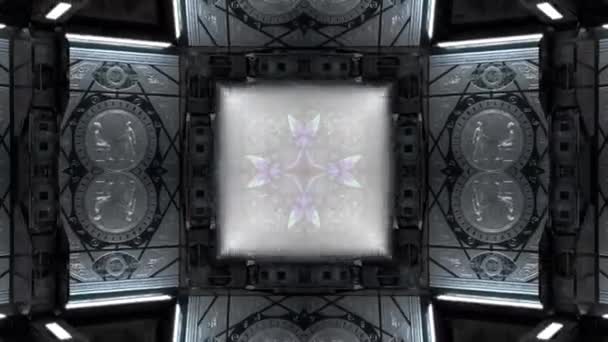 Alien Mandala Kaleidoscope Seamless Loop Psichedelico Trippy Futuristico Tradizionale Tunnel — Video Stock