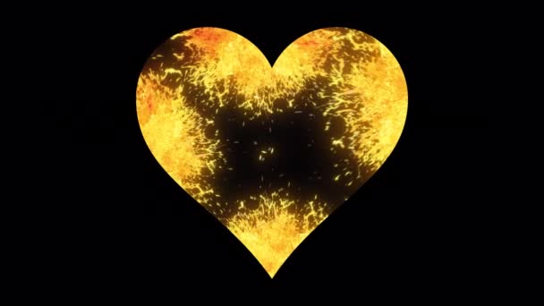 Golden Yellow Orange Color Glowing Liquid Burst Filling Heart Shape — Stok video