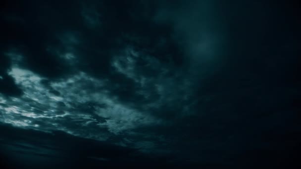 Гроза Удар Молнии Темных Облаках — стоковое видео
