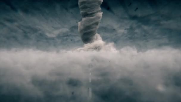 Lazo Sin Costura Estilizado Con Tornado Colocado Ambiente Tormentoso Mirada — Vídeos de Stock