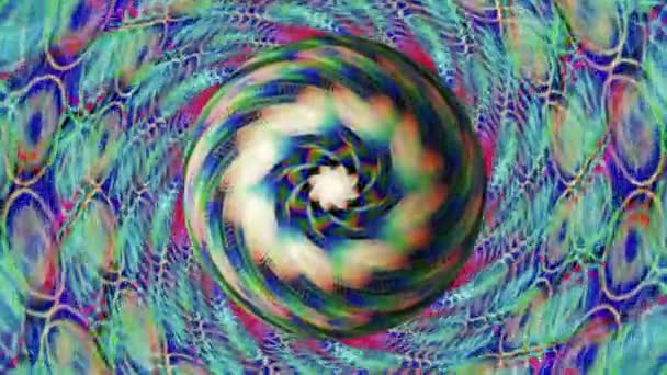 Swirling Kaleidoscope Seamless Loop Psychedelic Trippy Futuristic Traditional Tunnel Pattern — Wideo stockowe