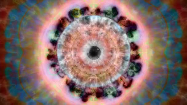 梦幻般的眼睛走近迷幻无缝线 具有迷幻效果的动画虹膜 准备好了 — 图库视频影像