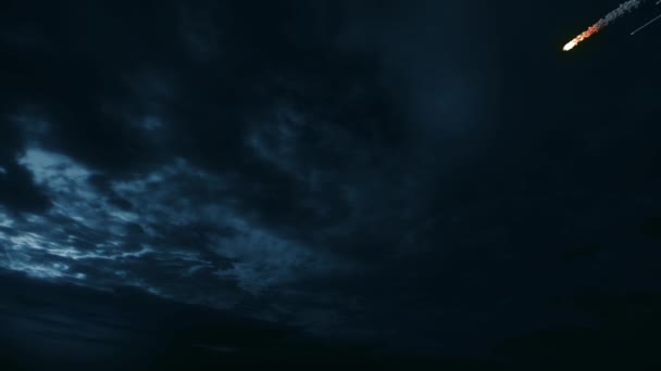 Onweer Blikseminslag Donkere Wolken Een Meteoorregen Conceptueel Einde Van Wereld — Stockvideo