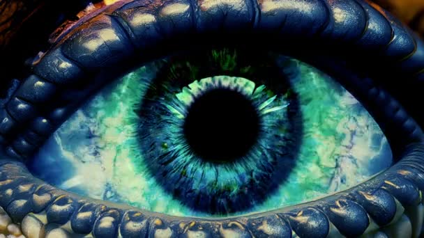 Seamless Looping Alien Eye Illustration Video Features Extreme Close Shot — Stock Video