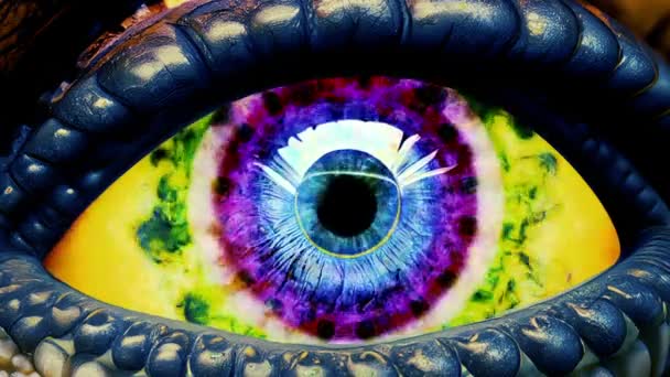 Seamless Looping Alien Eye Illustration Video Features Extreme Close Shot — Stock Video