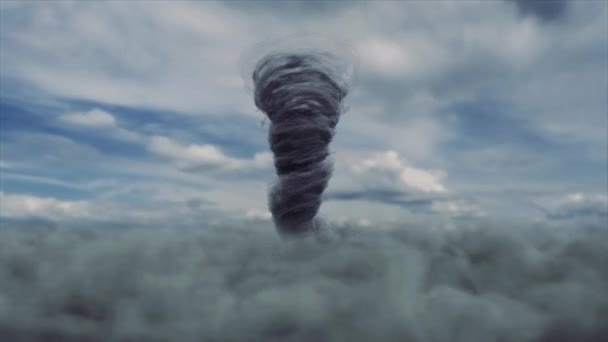 Stiliserad Sömlös Ögla Med Tornado Placerad Stormig Miljö Mörk Look — Stockvideo
