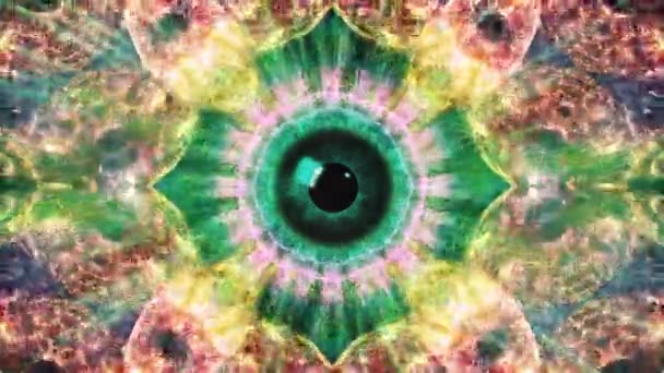 Hypnotic Eye Approaching Psychedelic Seamless Loop Animated Iris Psychedelic Effect — ストック動画