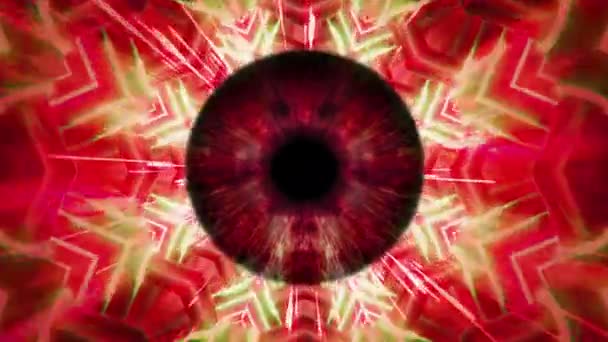Hypnotic Eye Approaching Psychedelic Seamless Loop Animated Iris Psychedelic Effect — Αρχείο Βίντεο