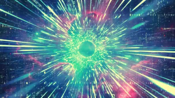 우주에서 아름다운 에너지 애니메이션 렌더링 하이퍼 스페이스 렌더링합니다 — 비디오
