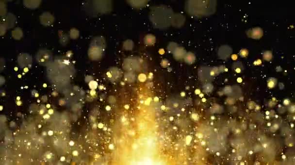 摘要运动背景 闪光的金颗粒 闪烁着闪光的粒子与Bokeh 受欢迎的 现代的 圣诞节的 新年的 神圣的 婚礼背景的 循环视频动画 — 图库视频影像