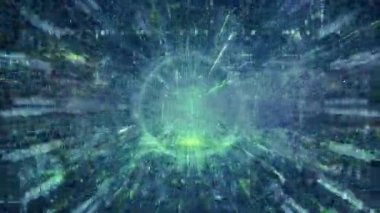 Solucan deliği zaman ve uzayda ve milyonlarca yıldızda. Bilim kurgu solucan deliğinin içinden uç. Kusursuz döngü görüntüleri