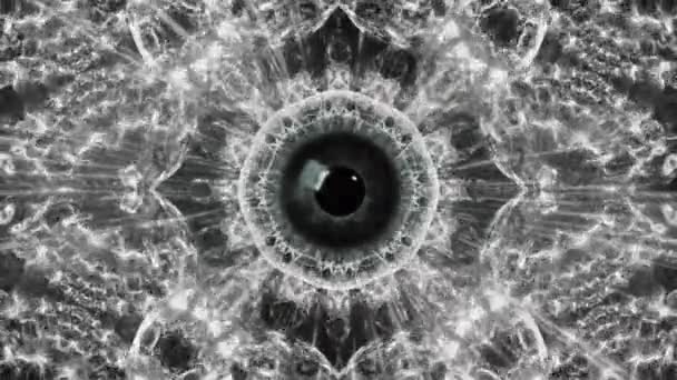 Гипнотический Глаз Приближается Психоделической Бесшовной Петле Анимационная Диафрагма Психоделическим Эффектом — стоковое видео