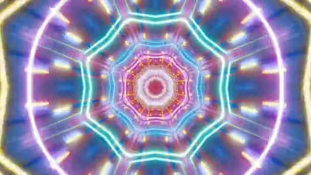 Mandala Kalejdoskop Bezszwowa Pętla Psychodeliczny Trippy Futurystyczny Tradycyjny Wzór Tunelu — Wideo stockowe