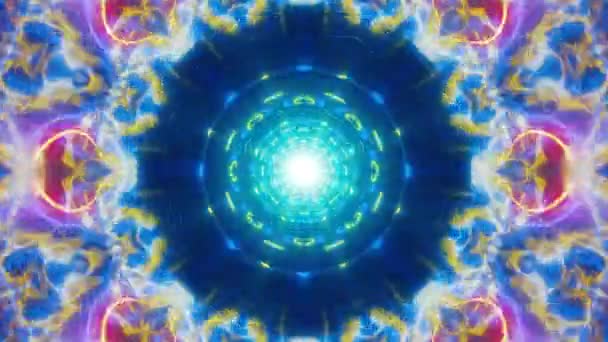 Mandala Kaleidoscope Sømløs Løkke Psykedelisk Trippy Futuristisk Tunnelmønster Bevissthet Meditasjon – stockvideo
