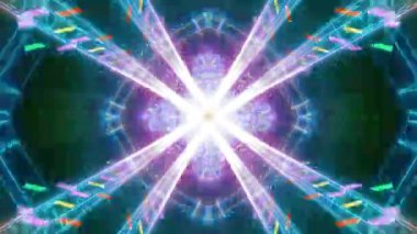 Meditasyon ve yoga için 3 boyutlu bir animasyon mandala, psikedelik kaleydoskop görseller, canlı renkler ve ruhsal aydınlanma için kusursuz bir döngü.