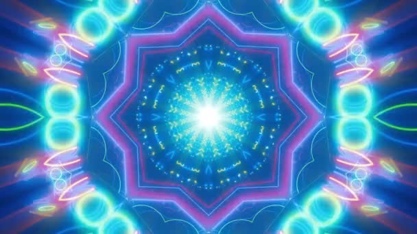 Mandala Animado Para Meditación Yoga Con Elementos Visuales Caleidoscópicos Psicodélicos — Vídeo de stock