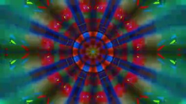 Meditasyon ve yoga için 3 boyutlu bir animasyon mandala, psikedelik kaleydoskop görseller, canlı renkler ve ruhsal aydınlanma için kusursuz bir döngü.