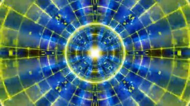 Meditasyon ve yoga için 3 boyutlu bir animasyon mandala, psikedelik kaleydoskop görseller, canlı renkler ve ruhsal aydınlanma için kusursuz bir döngü.