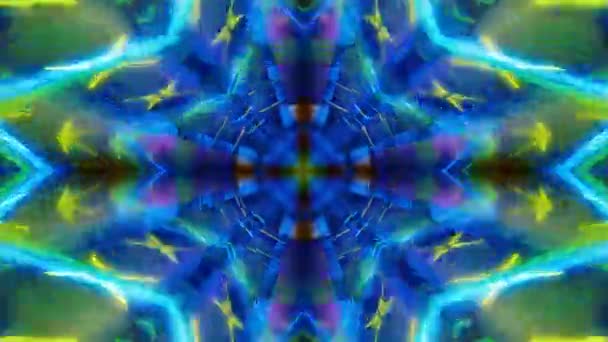 Animációs Mandala Meditációhoz Jógához Pszichedelikus Kaleidoszkóp Vizuálékkal Élénk Színekkel Zökkenőmentes — Stock videók