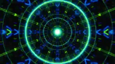 Meditasyon ve yoga için 3 boyutlu bir animasyon mandala, psikedelik kaleydoskop görseller, canlı renkler ve ruhsal aydınlanma için kusursuz bir döngü.