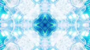 Meditasyon ve yoga için 3 boyutlu bir animasyon mandala, psikedelik kaleydoskop görseller, canlı renkler ve ruhsal aydınlanma için kusursuz bir döngü.