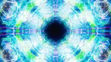 Meditasyon ve yoga için 3 boyutlu bir animasyon mandala, psikedelik kaleydoskop görseller, canlı renkler ve ruhsal aydınlanma için kusursuz bir döngü.