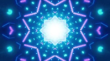 Meditasyon ve yoga için 3 boyutlu bir animasyon mandala, psikedelik kaleydoskop görseller, canlı renkler ve ruhsal aydınlanma için kusursuz bir döngü.