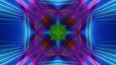 Meditasyon ve yoga için 3 boyutlu bir animasyon mandala, psikedelik kaleydoskop görseller, canlı renkler ve ruhsal aydınlanma için kusursuz bir döngü.