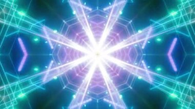 Meditasyon ve yoga için 3 boyutlu bir animasyon mandala, psikedelik kaleydoskop görseller, canlı renkler ve ruhsal aydınlanma için kusursuz bir döngü.