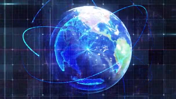 Animált Digitális Földgömb Bináris Kódátfedéssel Világtérképpel Amely Fejlett Programozási Globális — Stock videók