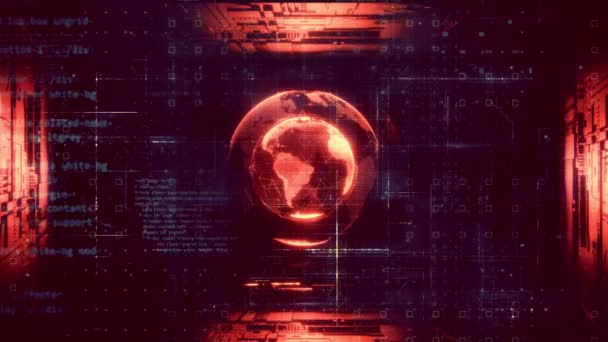 Animált Digitális Földgömb Bináris Kódátfedéssel Világtérképpel Amely Fejlett Programozási Globális — Stock videók