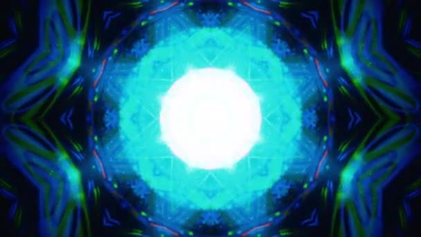 Анимированная Мандала Медитации Йоги Показывающая Психоделические Визуальные Эффекты Калейдоскопа Яркие — стоковое видео