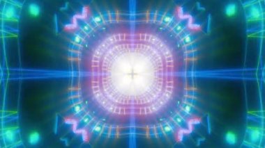 Meditasyon ve yoga için 3 boyutlu bir animasyon mandala, psikedelik kaleydoskop görseller, canlı renkler ve ruhsal aydınlanma için kusursuz bir döngü.