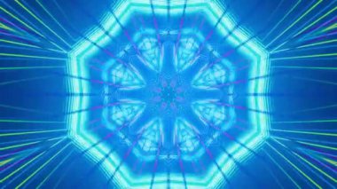 Meditasyon ve yoga için 3 boyutlu bir animasyon mandala, psikedelik kaleydoskop görseller, canlı renkler ve ruhsal aydınlanma için kusursuz bir döngü.