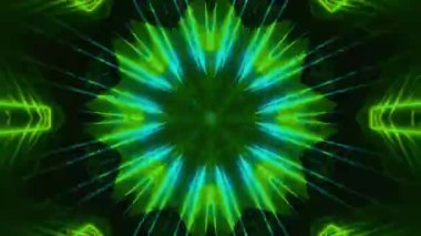 Meditasyon ve yoga için 3 boyutlu bir animasyon mandala, psikedelik kaleydoskop görseller, canlı renkler ve ruhsal aydınlanma için kusursuz bir döngü.