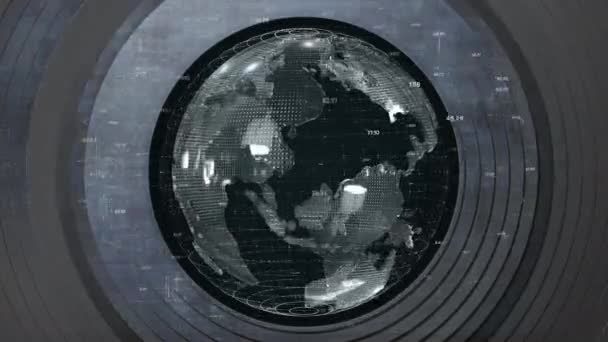 Globo Digital Animado Con Superposición Código Binario Mapa Del Mundo — Vídeo de stock