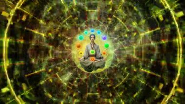 Nilüfer yogasında insan siluetinin dijital sanatı kozmik arkaplana sahip. Galaksinin mistik meditasyon konsepti ve posterin yıldızları, duvar kağıtları. Metin için yer.