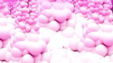 Pembe yumuşak topları olan soyut bir arka plan. 4 bin. 3840x2160.