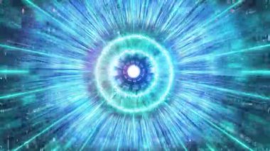 4K animasyonu, veri akışı ve devreleriyle parlayan dijital göz, bilim kurgu, yapay zeka veya teknik tanıtımlar için idealdir..