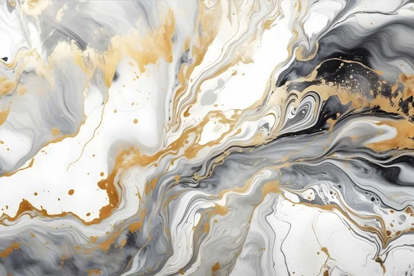 Elegante Grijze Alcohol Inkt Achtergrond Met Gouden Glitter Elementen — Stockfoto