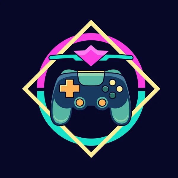 Spelets Logotyp Videospel Emblem Inställda Joystick Gamer Logotyp — Stock vektor
