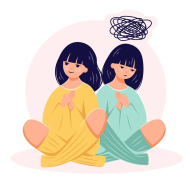 Bipolar bozukluk konsepti. Akıl hastalığı depresyonu düz vektör çizimi
