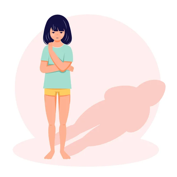Trastorno Alimenticio Concepto Anorexia Bulimia Problema Persona Plana Ilustración — Vector de stock
