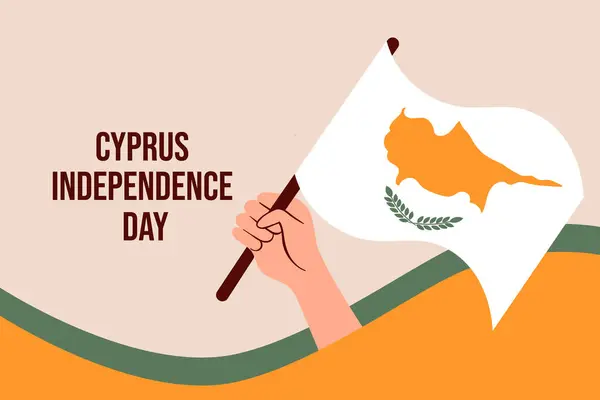 Cyprus Onafhankelijkheidsdag Hand Met Vlag — Stockvector
