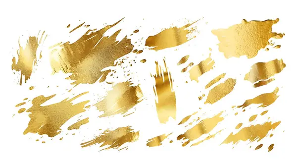 Gouden Vlekken Vloeibare Abstracte Inkt Geïsoleerde Spatten — Stockfoto